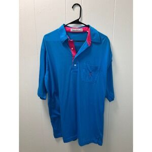 John Ashford Golf Polo Shirt Pink Trim Pocket‎ Short Sleeve XL